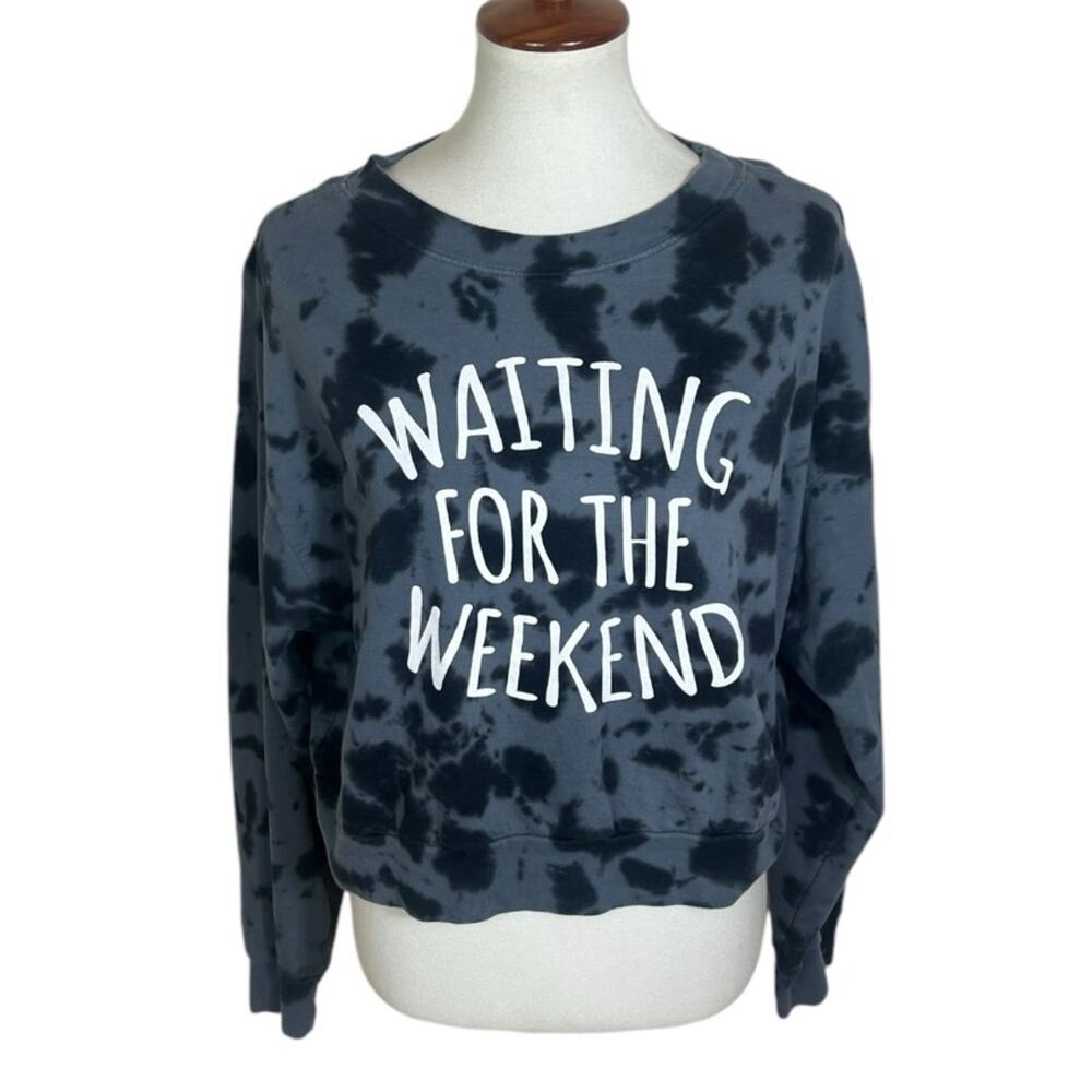 Freeze Tie Dye “Waiting For The Weekend” Cropped Sweatshirt Size L